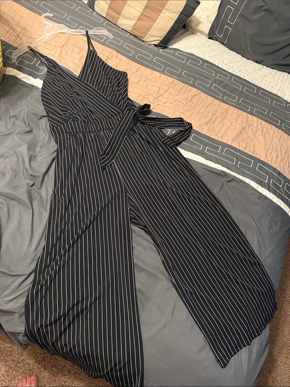 Kaileigh Black Pinstripe Jumpsuit
